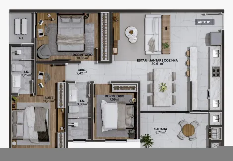 imagem 1 - APARTAMENTO 03 DORMITÓRIOS À VENDA R$ 876.819,68 BAIRRO GRAVATÁ EM NAVEGANTES imagem 1 - APARTAMENTO 03 DORMITÓRIOS À VENDA R$ 876.819,68 BAIRRO GRAVATÁ EM NAVEGANTES